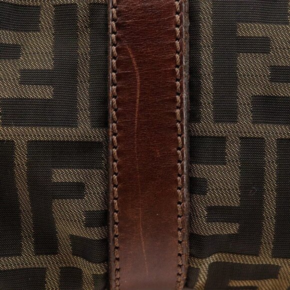 FENDI Zucca Boston bag Brown Nylon canvas unisex - Picture 3 of 12